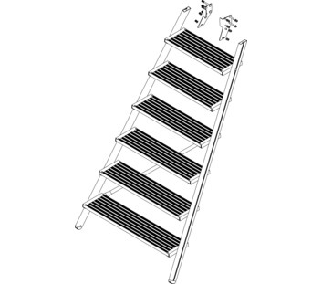 Drawing: Ascent of a platform staircase, front side | © MUNK GmbH