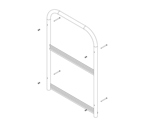 Drawing: Front view of a landing staircase railing, side view | © MUNK GmbH