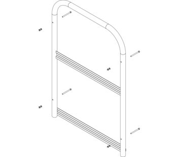 Drawing: Front view of a landing staircase railing, side view | © MUNK GmbH