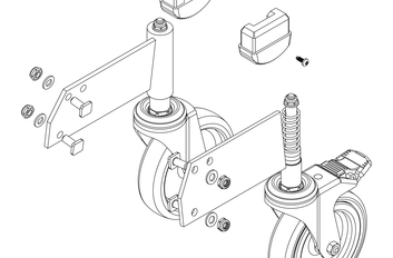 Drawing: Set of rollers for a platform staircase, front view | © MUNK GmbH