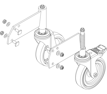 Drawing: Set of rollers for a platform staircase, front view | © MUNK GmbH