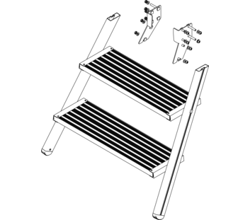 Drawing: Ascent of a platform staircase, front side | © MUNK GmbH