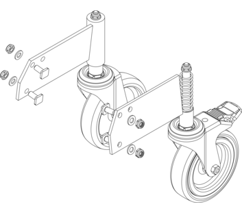 Drawing: Set of rollers for a platform staircase, front view | © MUNK GmbH
