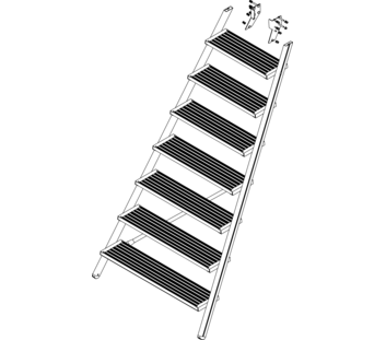 Drawing: Ascent of a platform staircase, front side | © MUNK GmbH