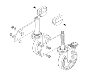 Drawing: Drawing: Set of rollers for a platform staircase, front view | © MUNK GmbH