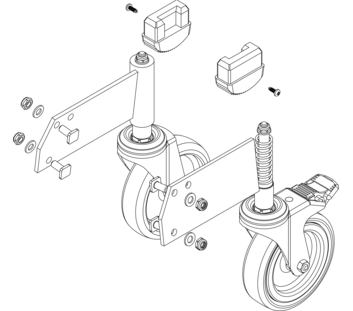 Drawing: Drawing: Set of rollers for a platform staircase, front view | © MUNK GmbH