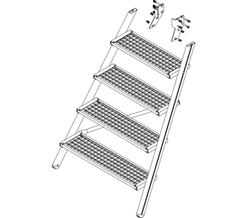 Drawing: Ascent of a platform staircase, front side | © MUNK GmbH