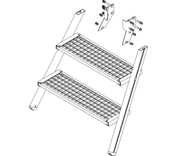 Drawing: Ascent of a platform staircase, front side | © MUNK GmbH