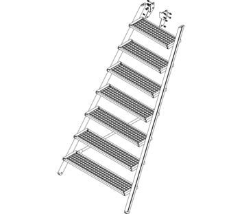 Zeichnung: Aufstieg einer Podesttreppe, Vorderseite | © MUNK GmbH