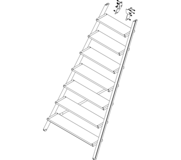 Drawing: Ascent of a platform staircase, front side | © MUNK GmbH