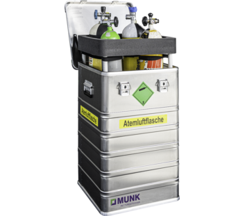 Transport box breathing air bottle labelled and contents | © MUNK GmbH