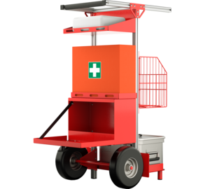 SafeCaddy® "Premiers secours" avec chargement, arrière ouvert | © MUNK GmbH