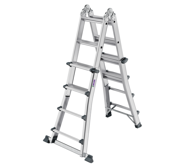 4-section telescopic step ladder with crossbar 4x4 steps Position of extension ladder when extended | © MUNK GmbH