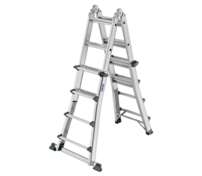 4-section telescopic step ladder with crossbar 4x4 steps Position of extension ladder when extended | © MUNK GmbH