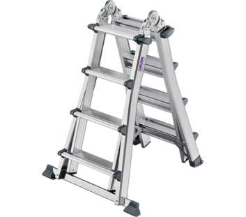 4-section telescopic step ladder with crossbar, 4x4 steps, position ladder | © MUNK GmbH