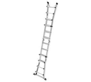 4-section telescopic step ladder with crossbar 4x4 steps Position of extension ladder when extended | © MUNK GmbH