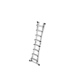 4-section telescopic step ladder with crossbar, 4x4 steps, position: single ladder | © MUNK GmbH