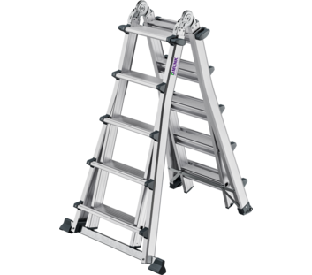 4-section telescopic step ladder with crossbar, 4x5 steps, position ladder | © MUNK GmbH