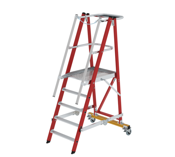 Platform ladder, RFG/alu, folding/mobile, 5 steps | © MUNK GmbH