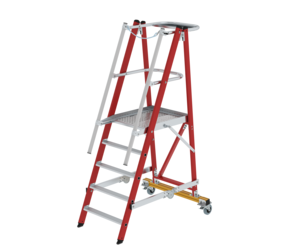 Platform ladder, RFG/alu, folding/mobile, 5 steps | © MUNK GmbH
