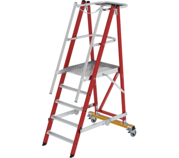 Platform ladder, RFG/alu, folding/mobile, 5 steps | © MUNK GmbH