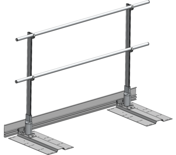 Side exit railing 2.0 m for metal roof deck shell | © MUNK GmbH