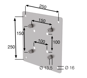 Adapter plate st. steel, 100x100mm, 150x150mm | © MUNK GmbH