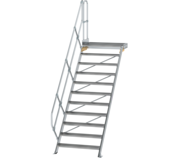 Treppe m. PF 45° St.br. 1000 mm, 11 St., Alu ger. | © MUNK GmbH