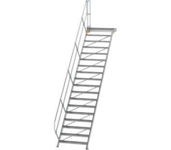 Stairs w. plat. 45° st.wid. 1,000 mm, 18 st, gr.al | © MUNK GmbH