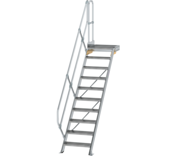 Stairs w. plat. 45° st. wid. 600 mm, 10 st, gr.al | © MUNK GmbH