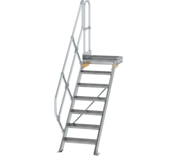 Stairs w. plat. 45° st. wid. 600 mm, 7 st, gr.al | © MUNK GmbH