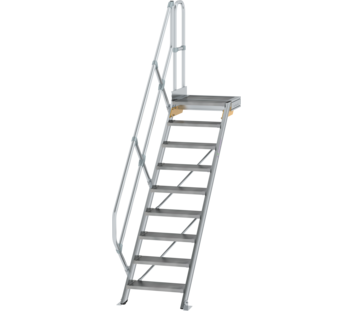 Stairs w. plat. 45° st. wid. 600 mm, 9 st, gr.al | © MUNK GmbH