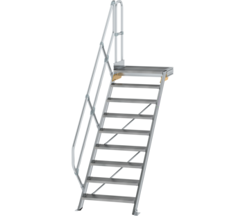 Stairs w. plat. 45° st. wid. 800 mm, 9 st, gr.al | © MUNK GmbH