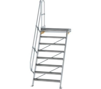 Stairs w. plat. 60° st.wid. 1,000 mm, 8 st, gr.alu | © MUNK GmbH