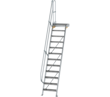 Stairs w. plat. 60° st. wid. 600 mm, 12 st, gr.alu | © MUNK GmbH