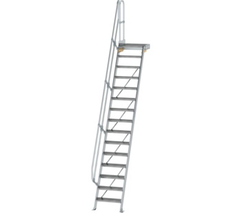 Stairs w. plat. 60° st. wid. 600 mm, 15 st, gr.alu | © MUNK GmbH