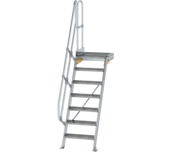 Stairs w. plat. 60° st. wid. 600 mm, 7 st, gr. alu | © MUNK GmbH