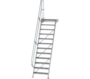 Stairs w. plat. 60° st. wid. 800 mm, 12 st, gr.alu | © MUNK GmbH