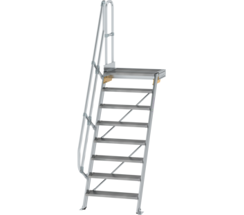 Stairs w. plat. 60° st. wid. 800 mm, 8 st, gr.alu | © MUNK GmbH