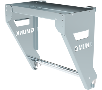 Storage tray for railings, flush with clip, depth 50 mm, front view | © MUNK GmbH