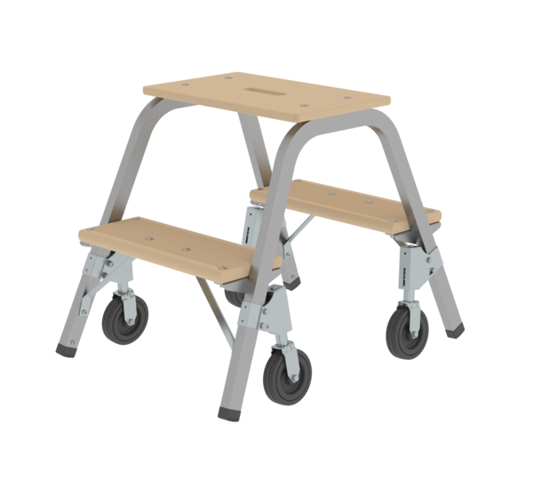 Steel and wood step stool w fix.castors, 2x2 steps | © MUNK GmbH