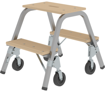 Steel and wood step stool w fix.castors, 2x2 steps | © MUNK GmbH