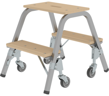 Steel and wood step stool w. castors, 2x2 steps | © MUNK GmbH