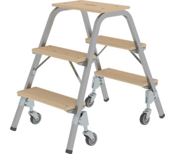 Steel and wood step stool w. castors, 2x3 steps | © MUNK GmbH