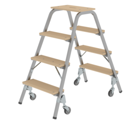 Steel and wood step stool w. castors, 2x4 steps | © MUNK GmbH