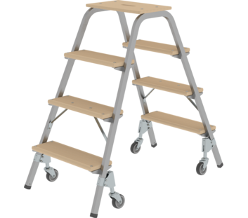 Steel and wood step stool w. castors, 2x4 steps | © MUNK GmbH