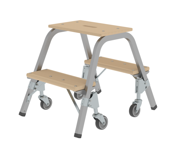 Stahl-Holz-Tritt mit Lenkrollen, 2x2 Stufen | © MUNK GmbH